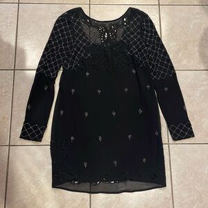 Free People - black lace and beaded mini dress